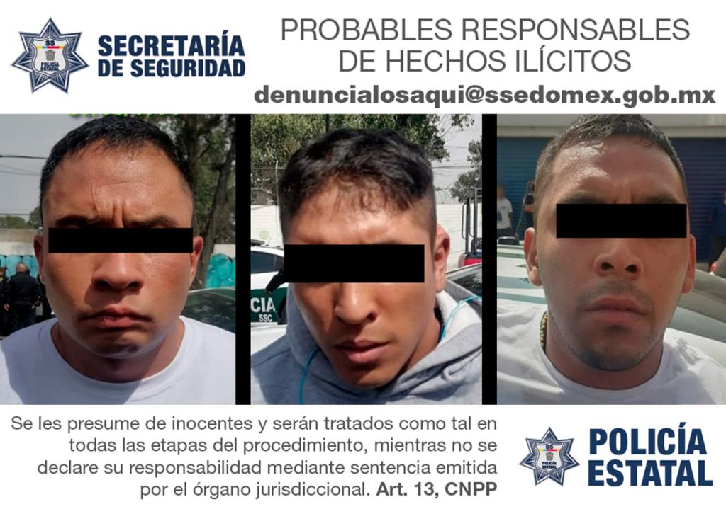 Coordinación entre la secretaría de Seguridad del Estado de México y de la CDMX, permite la detención de tres hombres posibles responsables del delito de robo de vehículo