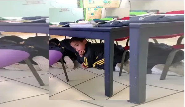 Video. Maestra tranquiliza a niños en medio de una balacera